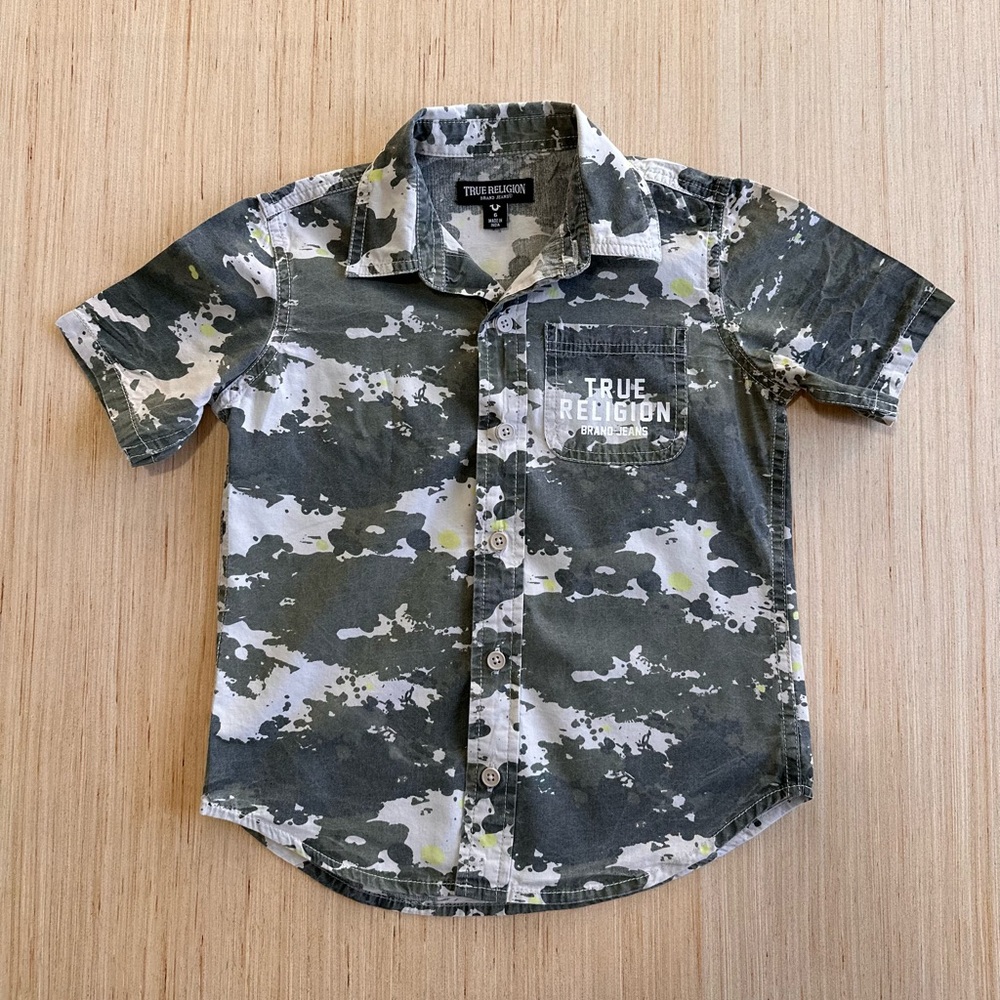 True Religion Camo Button Up Shirt